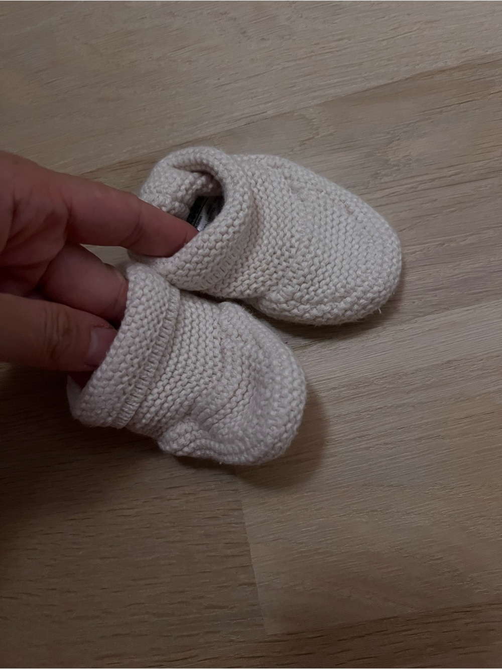 GAP Cream Knit Baby Booties with Rolled Cuff